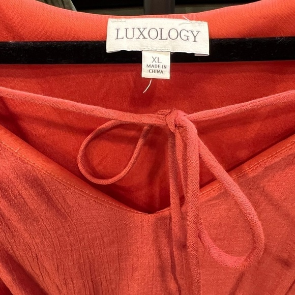 119. NWT Women’s Luxology Tie Front Tiered MIDI Gauze Dress XL - Picture 3 of 3